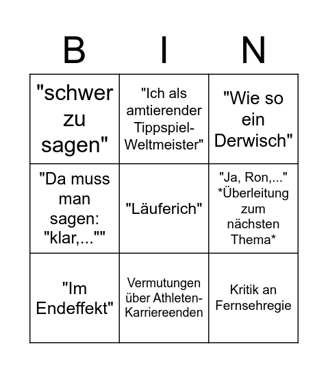 Extrarunde Podcast Bingo Card