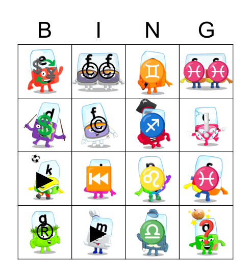 Alphablocks Phase 2 Bingo Card