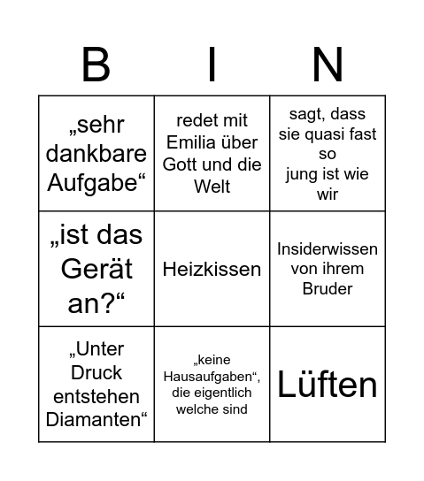 Frau Düren Bingo Card