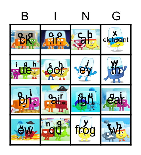 Alphablocks Bingo Phase 3 Bingo Card