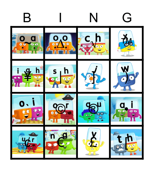 Alphablocks Bingo Phase 3 Bingo Card