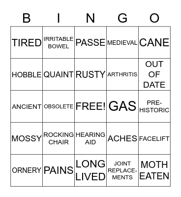 60TH BIRTHDAY BINGO Card