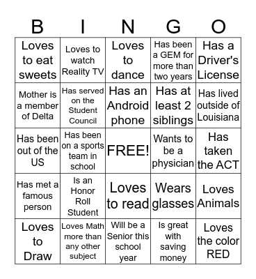 DELTA GEMS MEET AND GREET BINGO Card