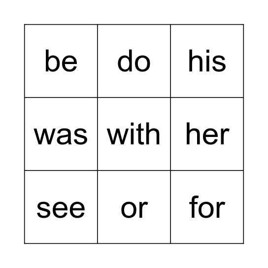 Red Words Bingo Card