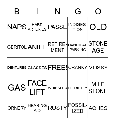 60TH BIRTHDAY BINGO Card