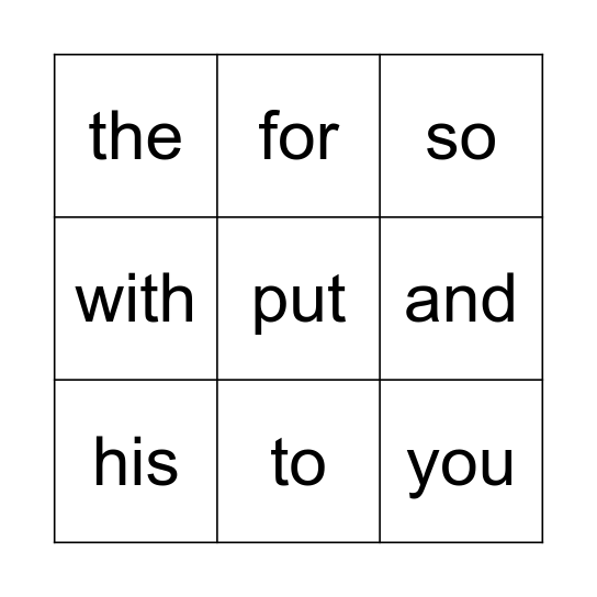 Red Words Bingo Card