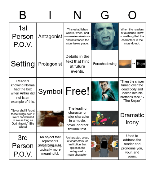 Literary Terms of the Week Bingo Card