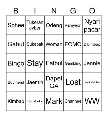 MARK Bingo Card