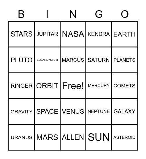 BABY RINGER Bingo Card