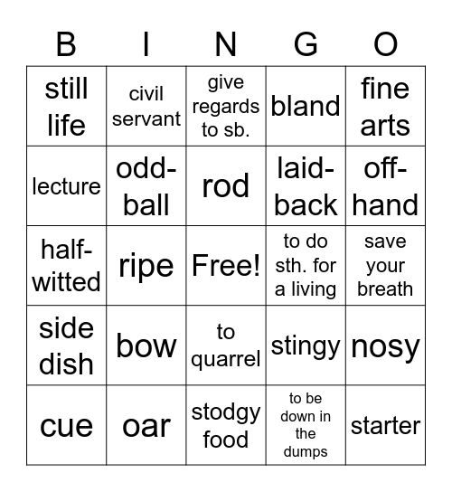 Vocabulary in Use Upper   - up to unit 21 Bingo Card