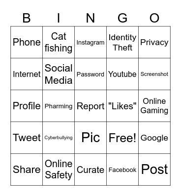 Internet Safety Bingo Card