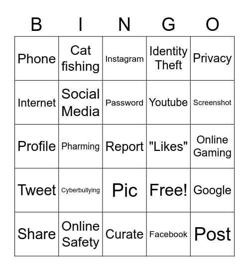 Internet Safety Bingo Card