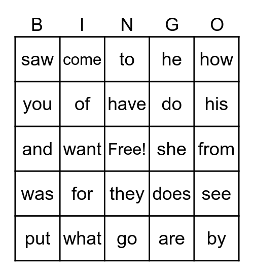 Red Word Bingo Card