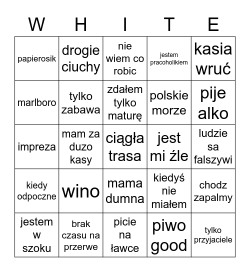 BINGO WHITE 2115 Bingo Card