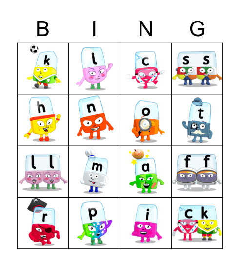 Alphablocks Phase 2 Bingo Card