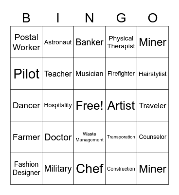 Career Bingo Card