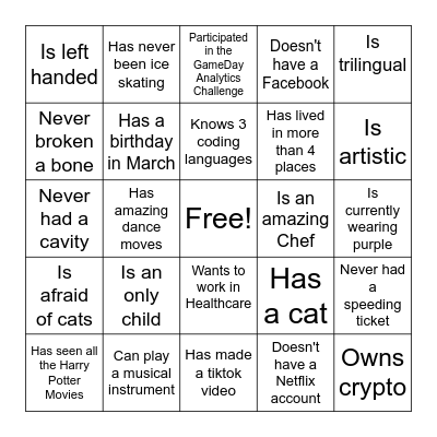 Find Someone Who Bingo Card