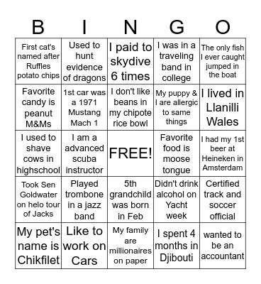 GUESS WHO BINGO Card