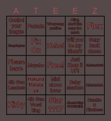 ATEEZ PRESENT Bingo Card