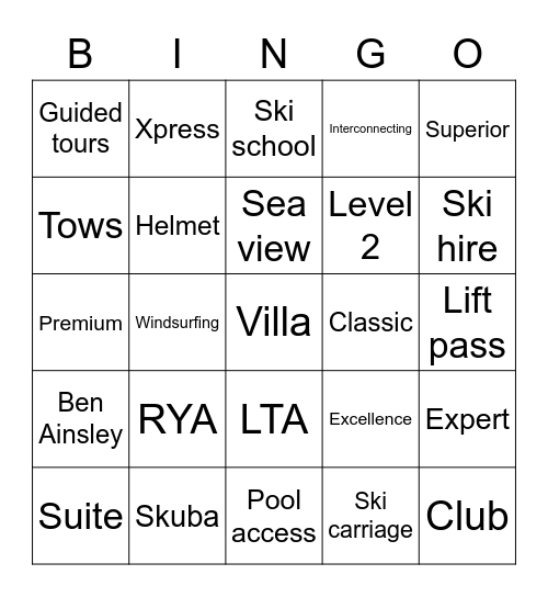 Upsell Bingo Card