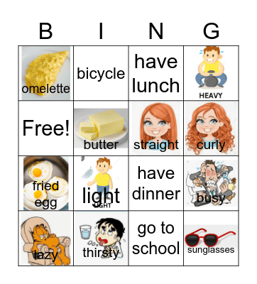 Vocabulary bingo Card