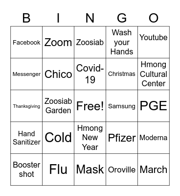 Health Education Bingo Card