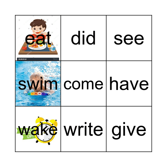 Irregular verbs Bingo Card