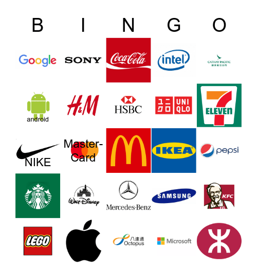 Famous Brands/Logos in HK Bingo Card