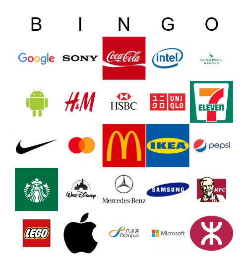 Famous Brands/Logos in HK Bingo Card