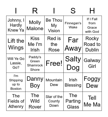 St. Patrick's Day Bingo Card