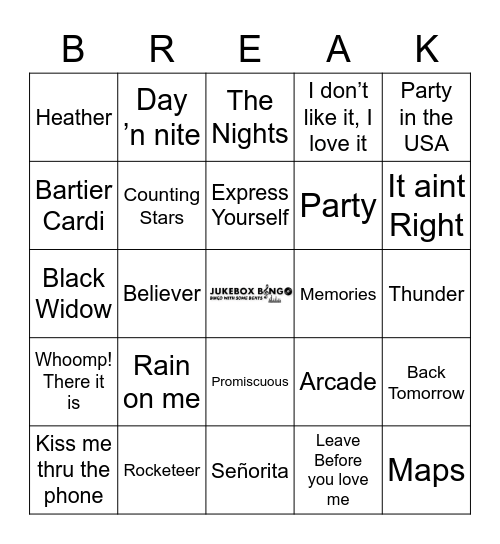 SPRING BREAK Bingo Card