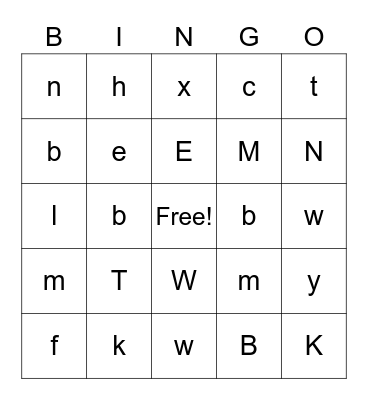 Alphabet Bingo Card
