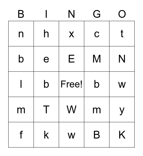 Alphabet Bingo Card
