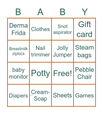 Gift Bingo Card