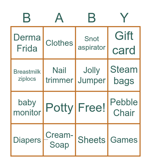 Gift Bingo Card
