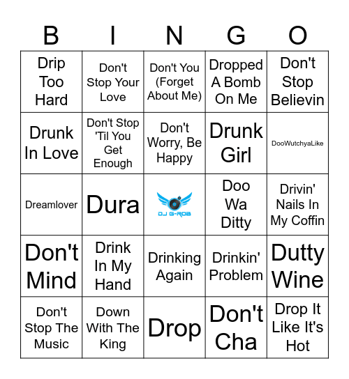 Songs That Start With D (pt1) Bingo Card