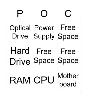Computer Parts Bingo! Bingo Card