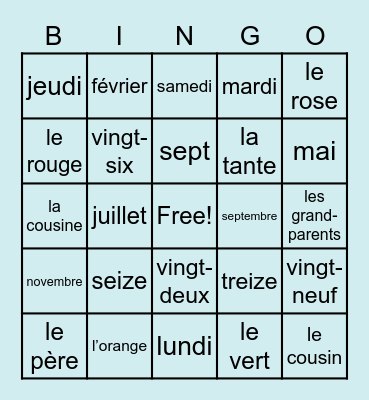 French term 1 Bingo Card