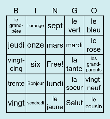 French term 1 Bingo Card