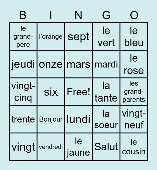 French term 1 Bingo Card