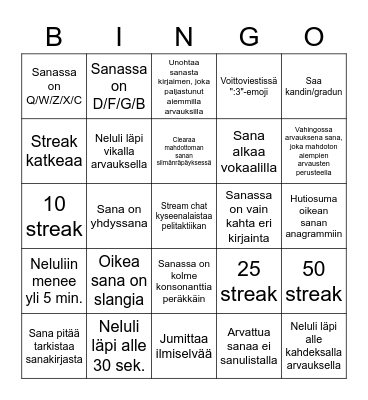 Neluli Bingo Card