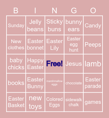 4th grade Smart Easter Bunnies Bingo Card