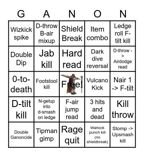 Ultimate Ganondorf Bingo Card