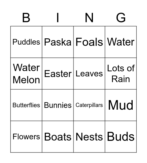 Signs of Spring Bingo Card