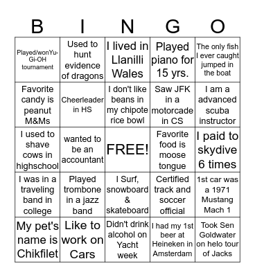 GUESS WHO BINGO Card