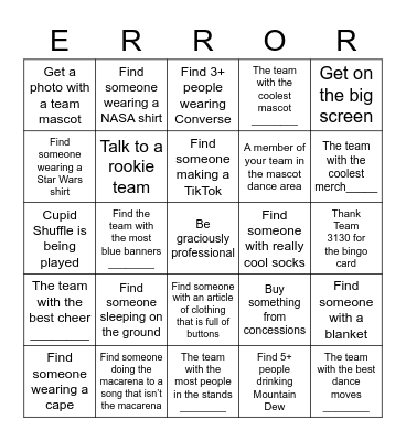 ERRORs People Watching Bingo Card