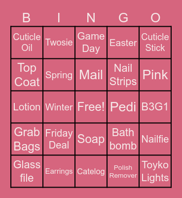 Pink Poppin' Nails Bingo Card
