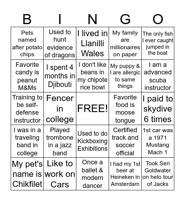 GUESS WHO BINGO Card