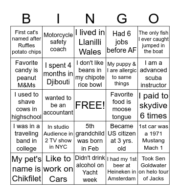 GUESS WHO BINGO Card
