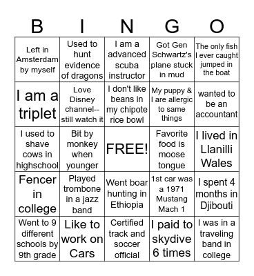 GUESS WHO BINGO Card